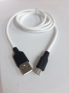 Кабель USB - micro  Hoco X21 Plus  селіконовий , білий  1m.  2.4А