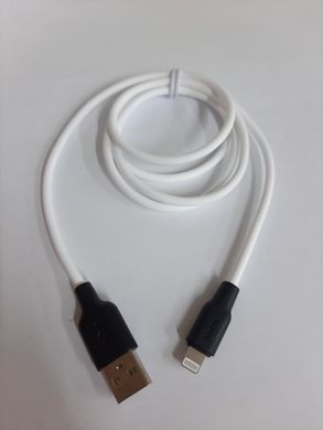 Кабель USB - lightning   Hoco X21 Plus селіконовий , білий  1m.  2.4А